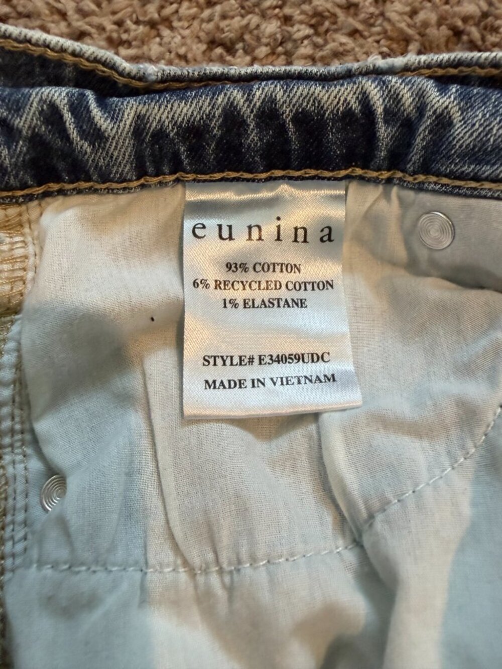 Eunina Kailey High Rise Biker Shorts Medium Wash Blue Denim Size S - Picture 5 of 10